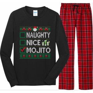 Naughty Nice Mojito Christmas List Mojito Ugly Gift Long Sleeve Pajama Set