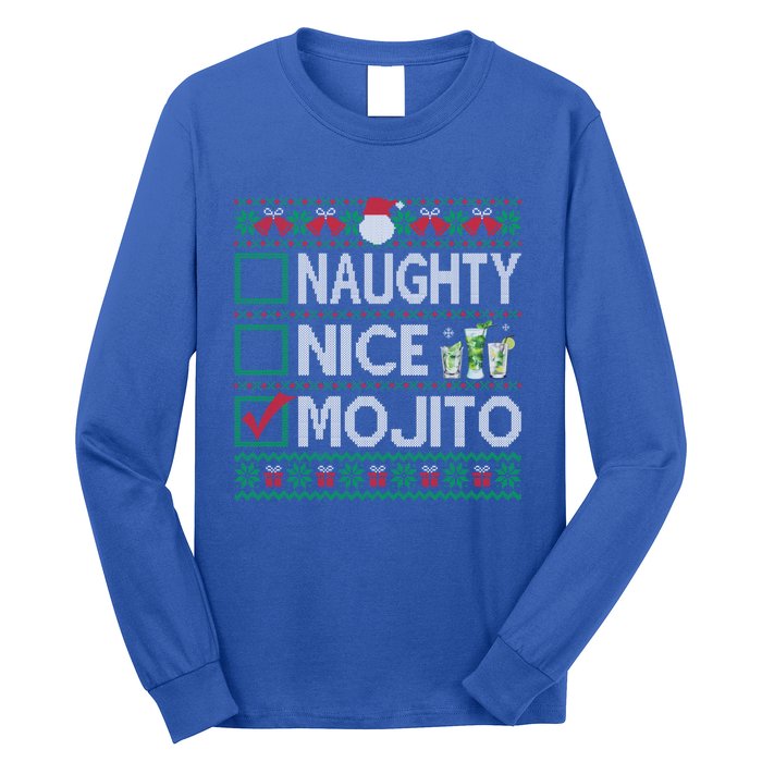 Naughty Nice Mojito Christmas List Mojito Ugly Gift Long Sleeve Shirt