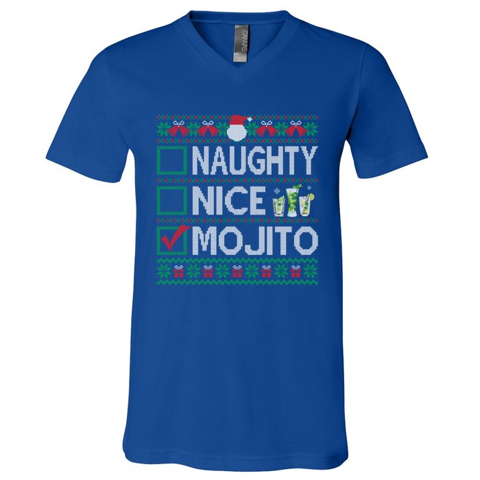 Naughty Nice Mojito Christmas List Mojito Ugly Gift V-Neck T-Shirt