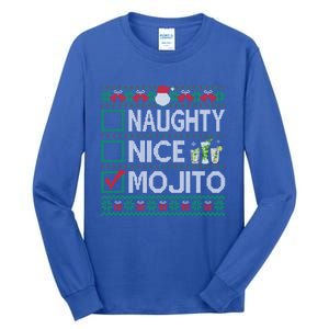 Naughty Nice Mojito Christmas List Mojito Ugly Gift Tall Long Sleeve T-Shirt