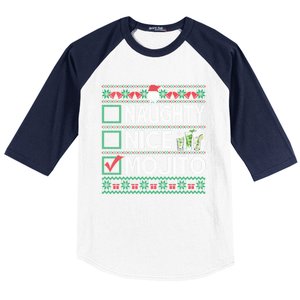 Naughty Nice Mojito Christmas List Mojito Ugly Gift Baseball Sleeve Shirt