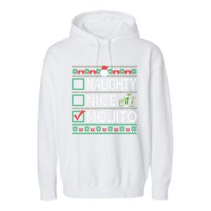 Naughty Nice Mojito Christmas List Mojito Ugly Gift Garment-Dyed Fleece Hoodie