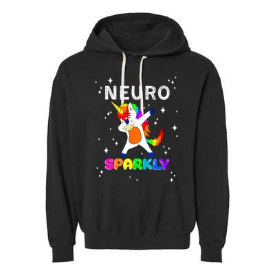 Neurodivergent Neurosparkly Neurodivergence Unicorn ADHD ASD  Garment-Dyed Fleece Hoodie