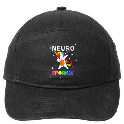 Neurodivergent Neurosparkly Neurodivergence Unicorn ADHD ASD  7-Panel Snapback Hat