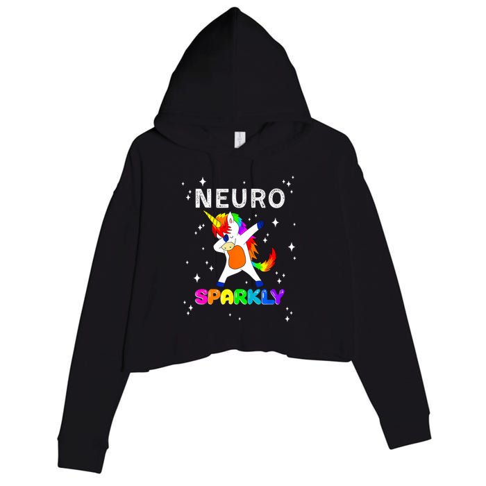 Neurodivergent Neurosparkly Neurodivergence Unicorn ADHD ASD  Crop Fleece Hoodie