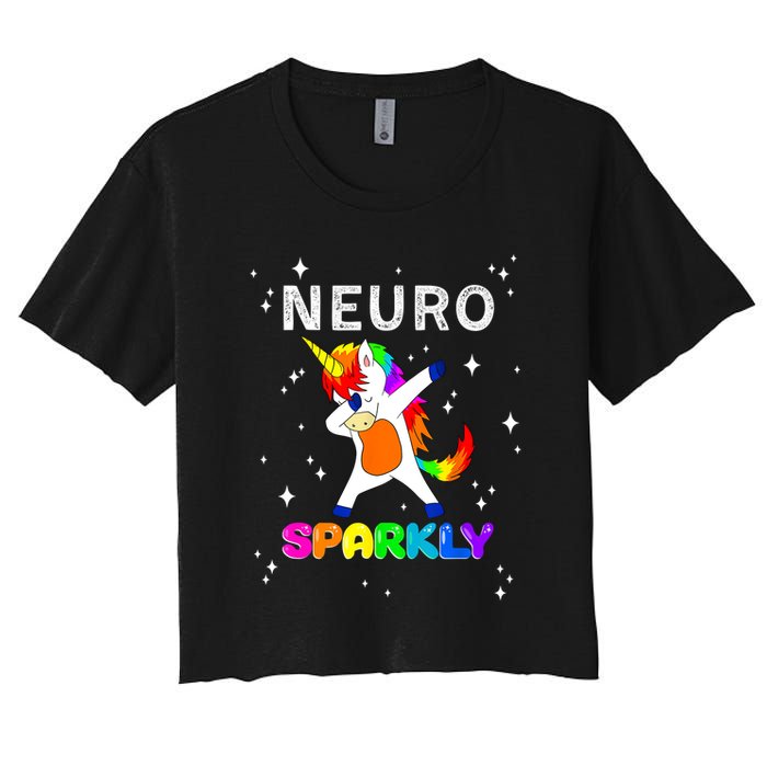 Neurodivergent Neurosparkly Neurodivergence Unicorn ADHD ASD  Crop Top