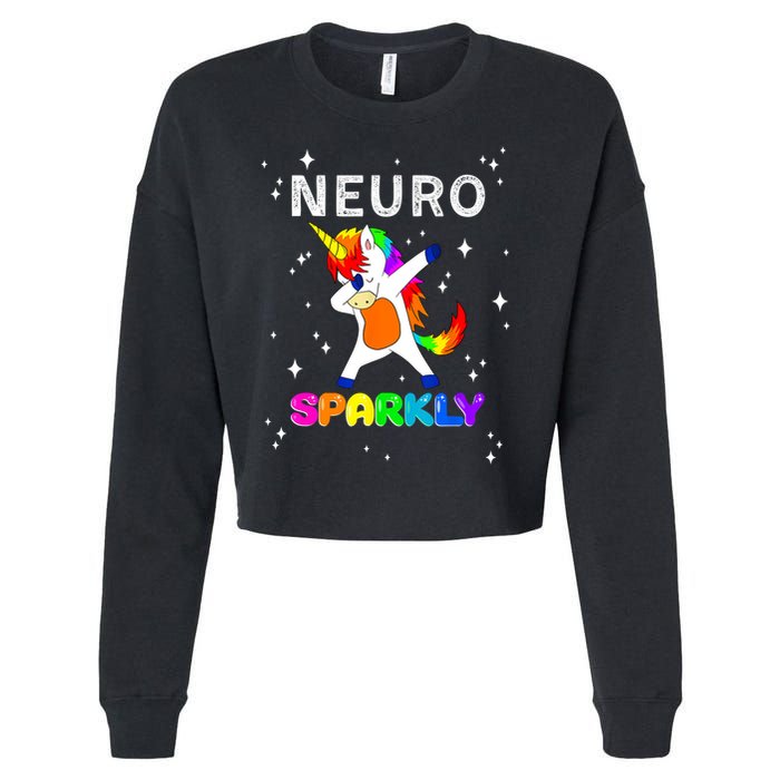 Neurodivergent Neurosparkly Neurodivergence Unicorn ADHD ASD  Cropped Pullover Crew