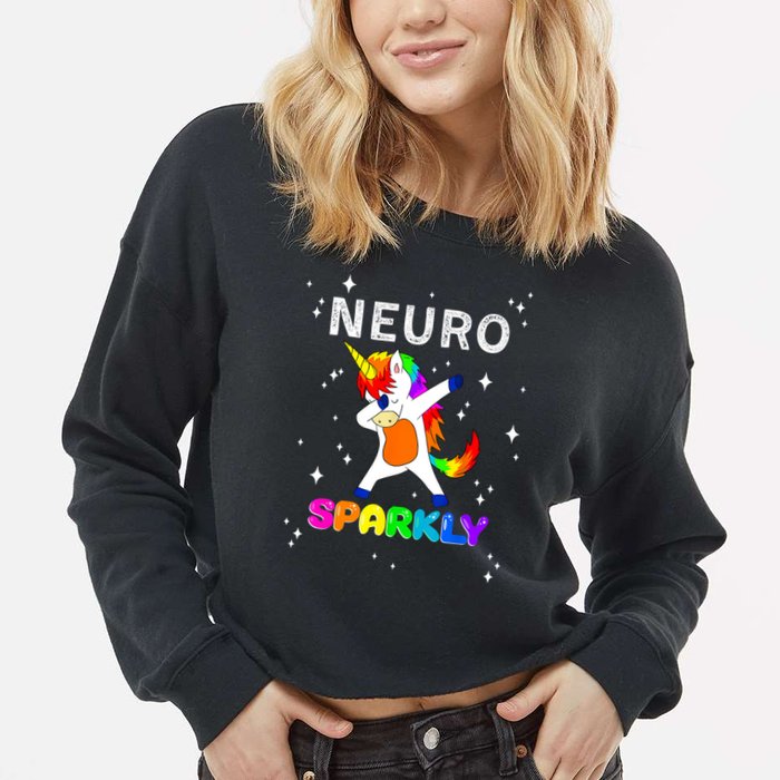 Neurodivergent Neurosparkly Neurodivergence Unicorn ADHD ASD  Cropped Pullover Crew