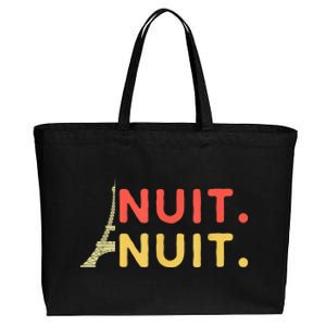 Nuit Nuit Night Night French Words Paris Tower Cotton Canvas Jumbo Tote