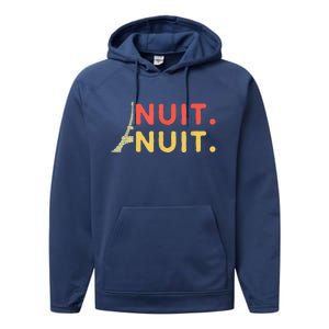 Nuit Nuit Night Night French Words Paris Tower Performance Fleece Hoodie