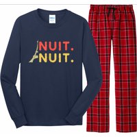 Nuit Nuit Night Night French Words Paris Tower Long Sleeve Pajama Set