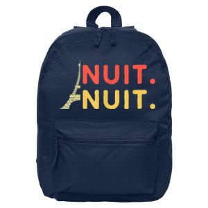 Nuit Nuit Night Night French Words Paris Tower 16 in Basic Backpack