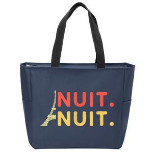 Nuit Nuit Night Night French Words Paris Tower Zip Tote Bag