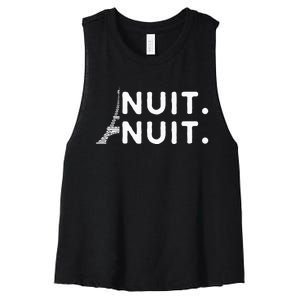 Nuit Nuit Night Night French Words Paris Tower Eiffel Women's Racerback Cropped Tank