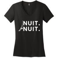 Nuit Nuit Night Night French Words Paris Tower Eiffel Women's V-Neck T-Shirt