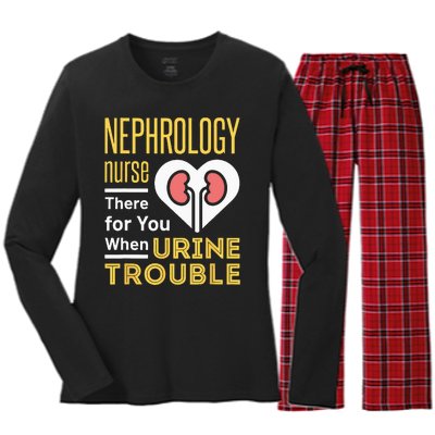 Nephrology Nurse Nursing Dialysis Funny When Urine Trouble Women's Long Sleeve Flannel Pajama Set 