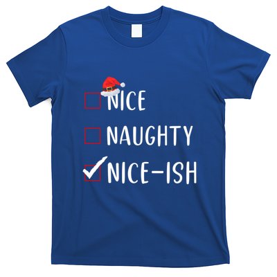 Niceish Nice Naughty List Funny Xmas Gift T-Shirt