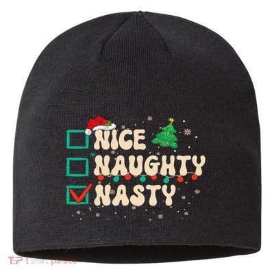 Nice Naughty Nasty List Xmas Santa Claus PJs Funny Sustainable Beanie