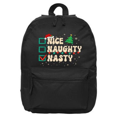Nice Naughty Nasty List Xmas Santa Claus PJs Funny 16 in Basic Backpack