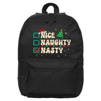 Nice Naughty Nasty List Xmas Santa Claus PJs Funny 16 in Basic Backpack