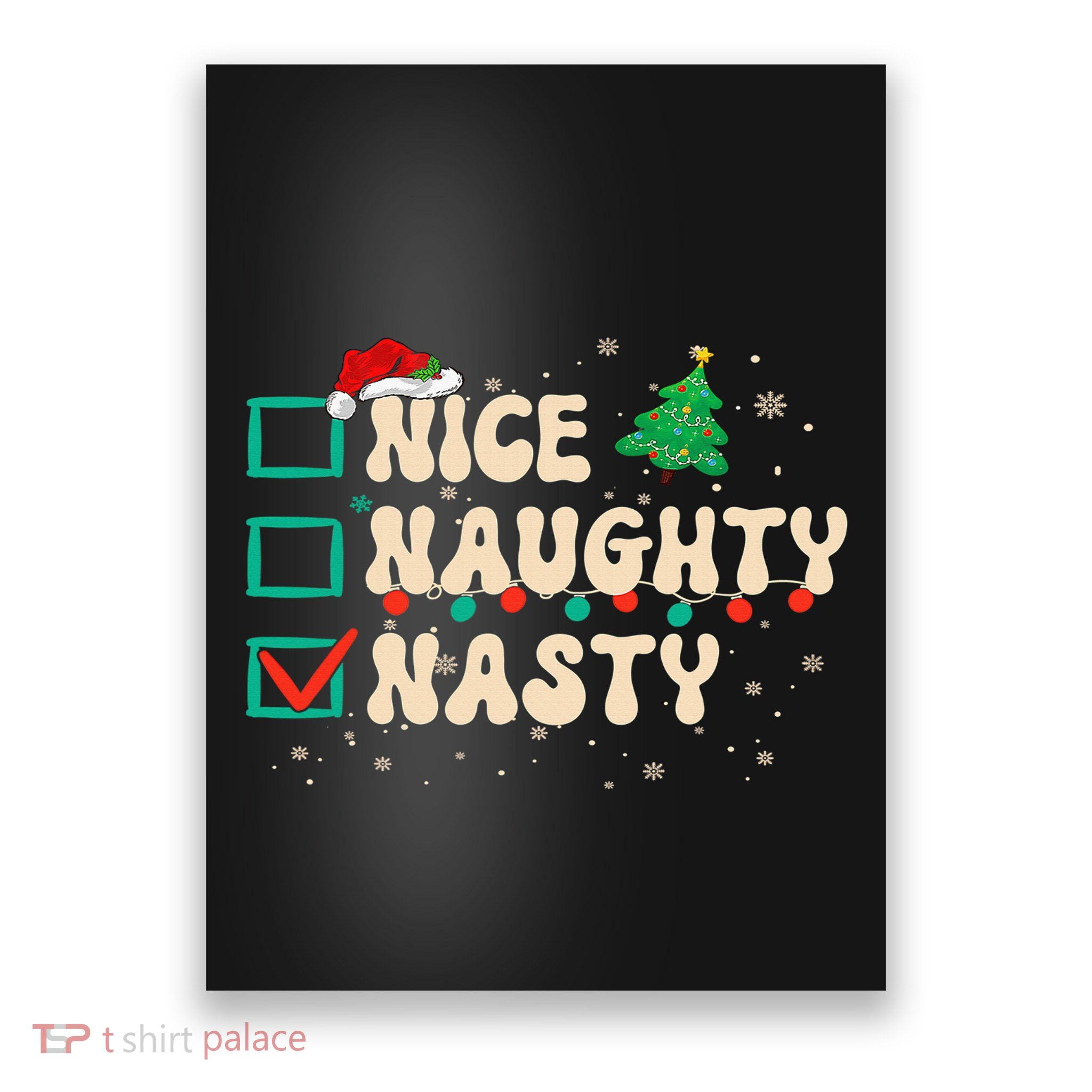 Nice Naughty Nasty List Xmas Santa Claus PJs Funny Poster