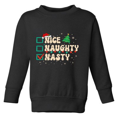 Nice Naughty Nasty List Xmas Santa Claus PJs Funny Toddler Sweatshirt