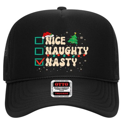 Nice Naughty Nasty List Xmas Santa Claus PJs Funny Trucker Hat