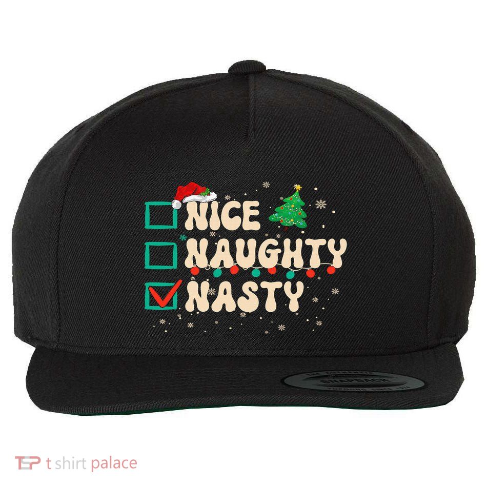 Nice Naughty Nasty List Xmas Santa Claus PJs Funny Wool Snapback Cap