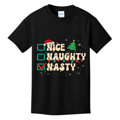 Nice Naughty Nasty List Xmas Santa Claus PJs Funny Kids T-Shirt