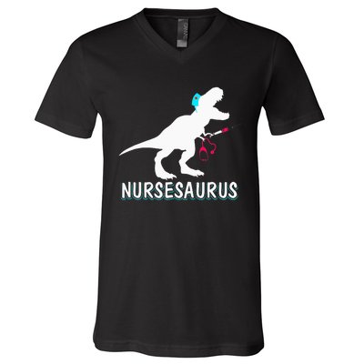 NurseSaurus Nurse-a-saurus Nurse for RN LPN V-Neck T-Shirt