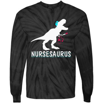 NurseSaurus Nurse-a-saurus Nurse for RN LPN Tie-Dye Long Sleeve Shirt