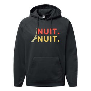 Nuit Nuit Night Night French Words Paris Tower Eiffel Performance Fleece Hoodie