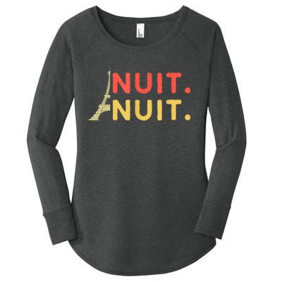 Nuit Nuit Night Night French Words Paris Tower Eiffel Women's Perfect Tri Tunic Long Sleeve Shirt