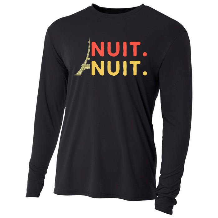 Nuit Nuit Night Night French Words Paris Tower Eiffel Cooling Performance Long Sleeve Crew