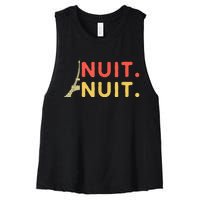 Nuit Nuit Night Night French Words Paris Tower Eiffel Women's Racerback Cropped Tank