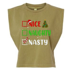 Nice Naughty Nasty Christmas List Holiday Xmas 2024 Garment-Dyed Women's Muscle Tee