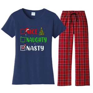 Nice Naughty Nasty Christmas List Holiday Xmas 2024 Women's Flannel Pajama Set