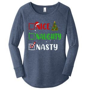 Nice Naughty Nasty Christmas List Holiday Xmas 2024 Women's Perfect Tri Tunic Long Sleeve Shirt