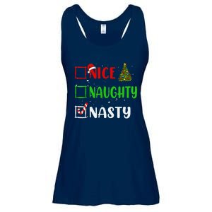 Nice Naughty Nasty Christmas List Holiday Xmas 2024 Ladies Essential Flowy Tank