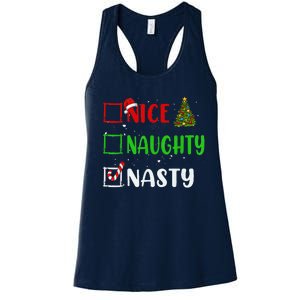 Nice Naughty Nasty Christmas List Holiday Xmas 2024 Women's Racerback Tank