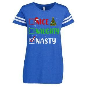 Nice Naughty Nasty Christmas List Holiday Xmas 2024 Enza Ladies Jersey Football T-Shirt