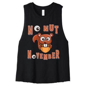 No Nut November Stay Strong NNN Funny Meme Women's Racerback Cropped Tank