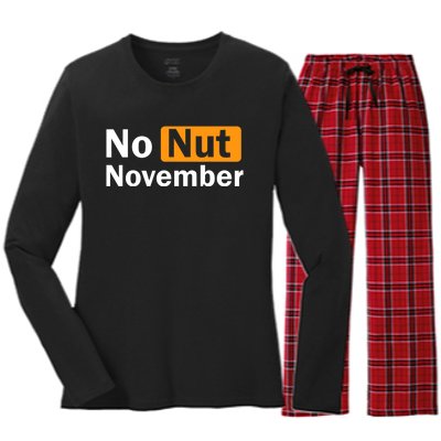 No Nut November Challenge Funny Design Women's Long Sleeve Flannel Pajama Set 