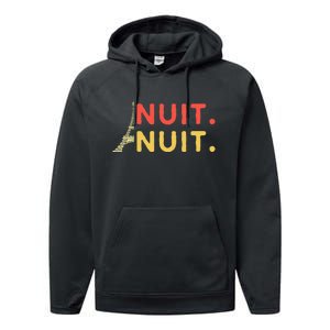 Nuit Nuit Night Night French Words Paris Tower Eiffel Performance Fleece Hoodie