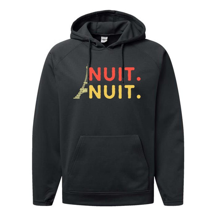 Nuit Nuit Night Night French Words Paris Tower Eiffel Performance Fleece Hoodie