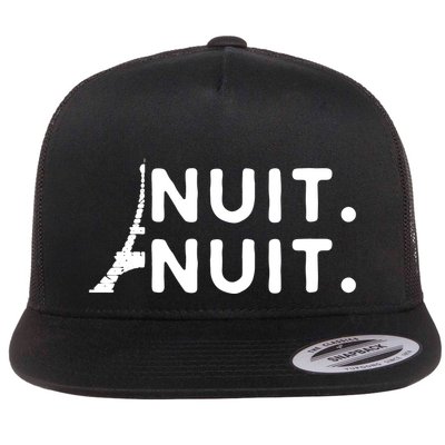 Nuit Nuit Night Night French Words Paris Tower Eiffel Flat Bill Trucker Hat