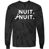 Nuit Nuit Night Night French Words Paris Tower Eiffel Tie-Dye Long Sleeve Shirt