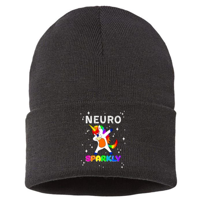 Neurodivergent Neurosparkly Neurodivergence Unicorn Sustainable Knit Beanie