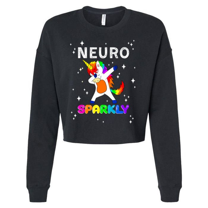 Neurodivergent Neurosparkly Neurodivergence Unicorn Cropped Pullover Crew