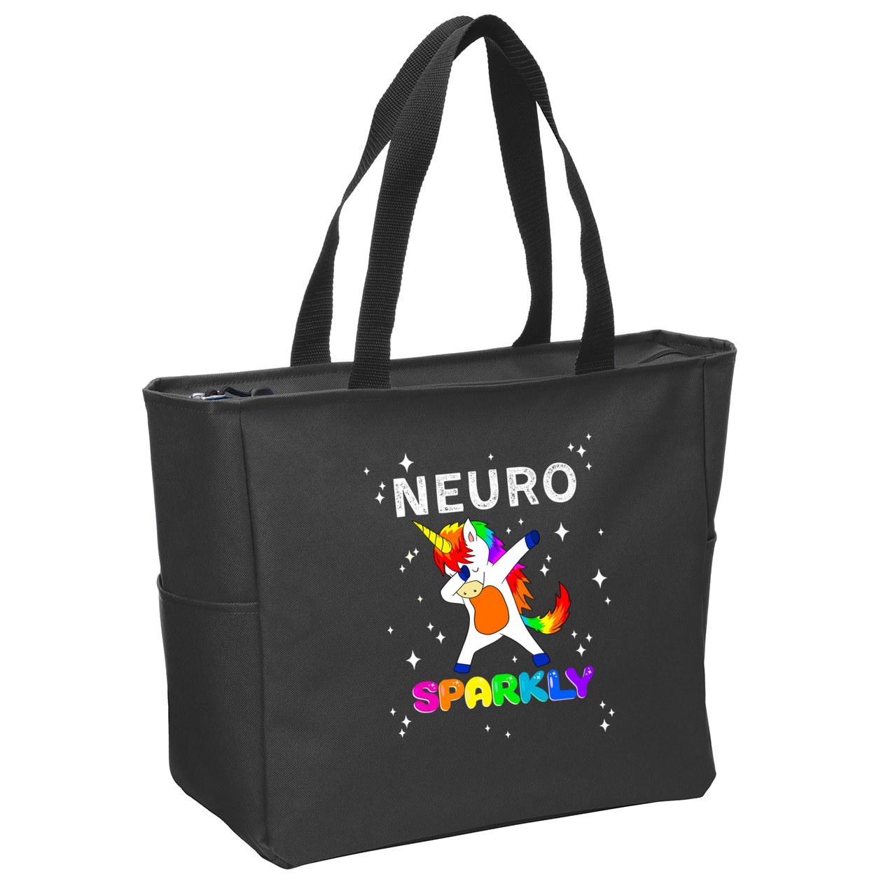 Neurodivergent Neurosparkly Neurodivergence Unicorn Zip Tote Bag